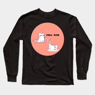 Fall Risk disability awareness cute cat Long Sleeve T-Shirt